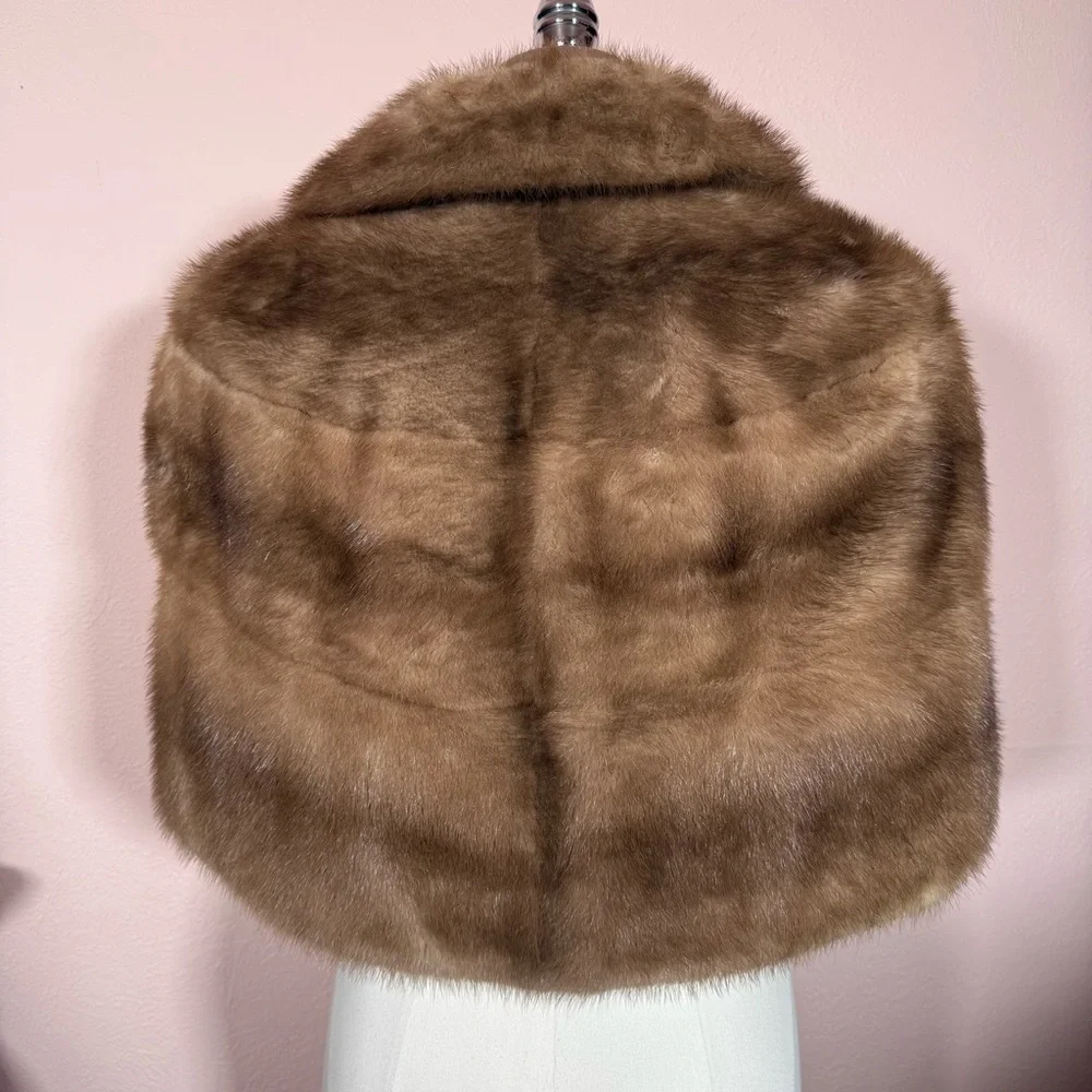 Vintage 1940’s 50’s Retro Real Fur Camel Tan Blonde Mink Stole Cape